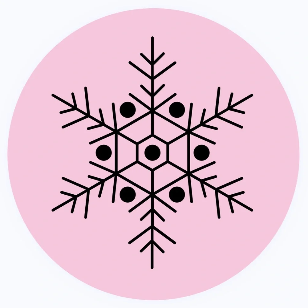 30 STICKERS - 2” ROUND - SNOWFLAKE - PINK